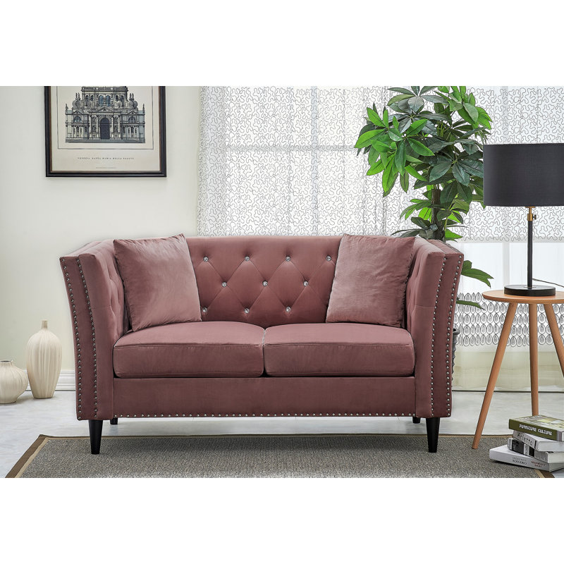 Cloyd 62.2'' Velvet Loveseat, Rose