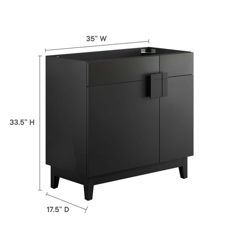 Miles Black 36" Modern Bathroom Vanity Cabinet