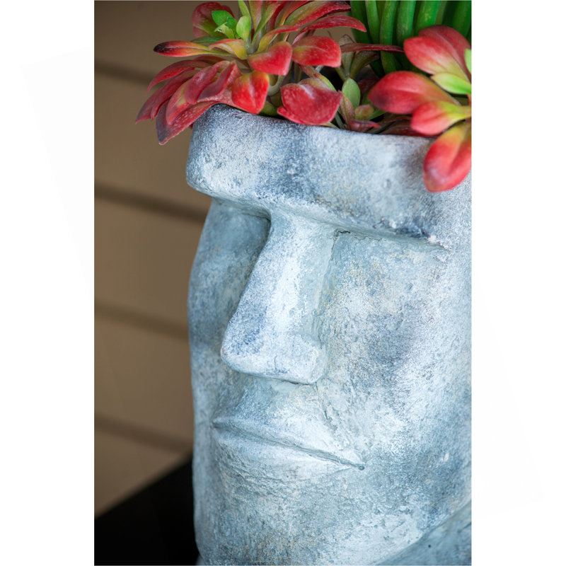 5x5.5x9" Easter Island Cement Planter