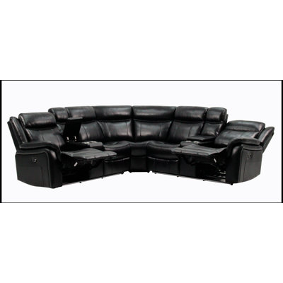 Canapé modulaire en cuir noir avec siège rembourré Jupiter pour un confort et une durabilité ultimes, parfait pour les espaces de vie modernes
