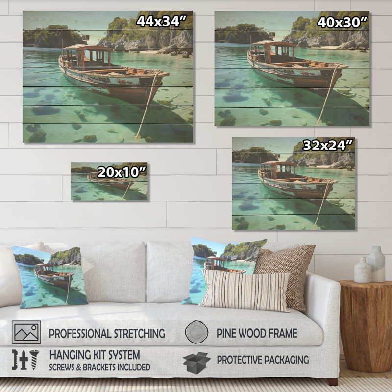 Krabis Coastal Cradle Tranquil Waters II - Beach On Wood Print, 24" H x 32" W x 0.78" D