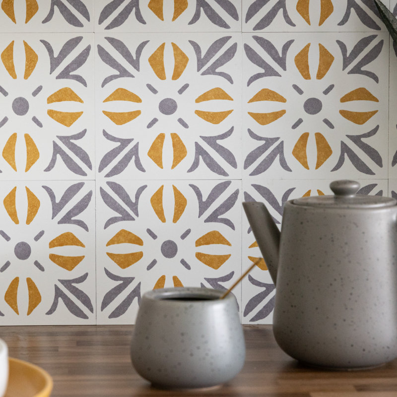 Cubia Gold 15.25 x 15.25cm Self-adhesive Vinyl Wall Tiles Pack 6