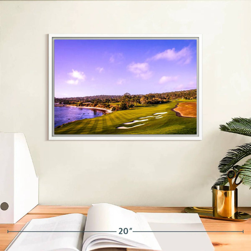 Coastline Green Golf Course, 13" X 9", Floating Frame White