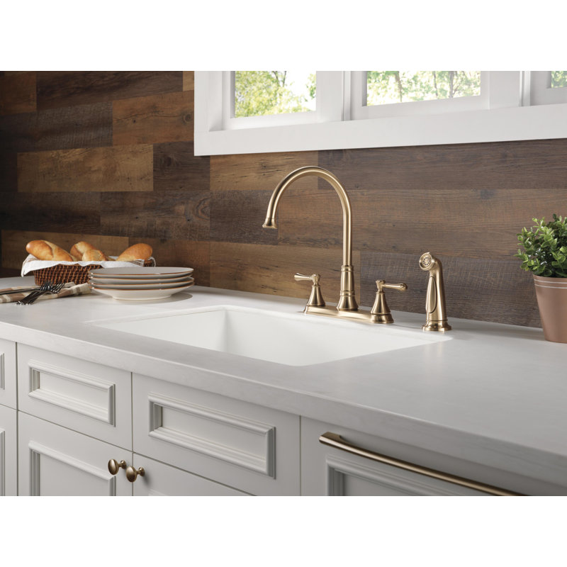 Cassidy Double Handle Kitchen Faucet with Side Spray, Brilliance Polished Nickel
