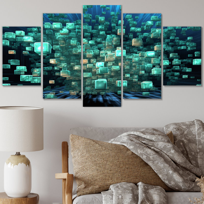 Matrix Galaxy Abstract Deep - reproduction sur toile abstraite - 5 panneaux