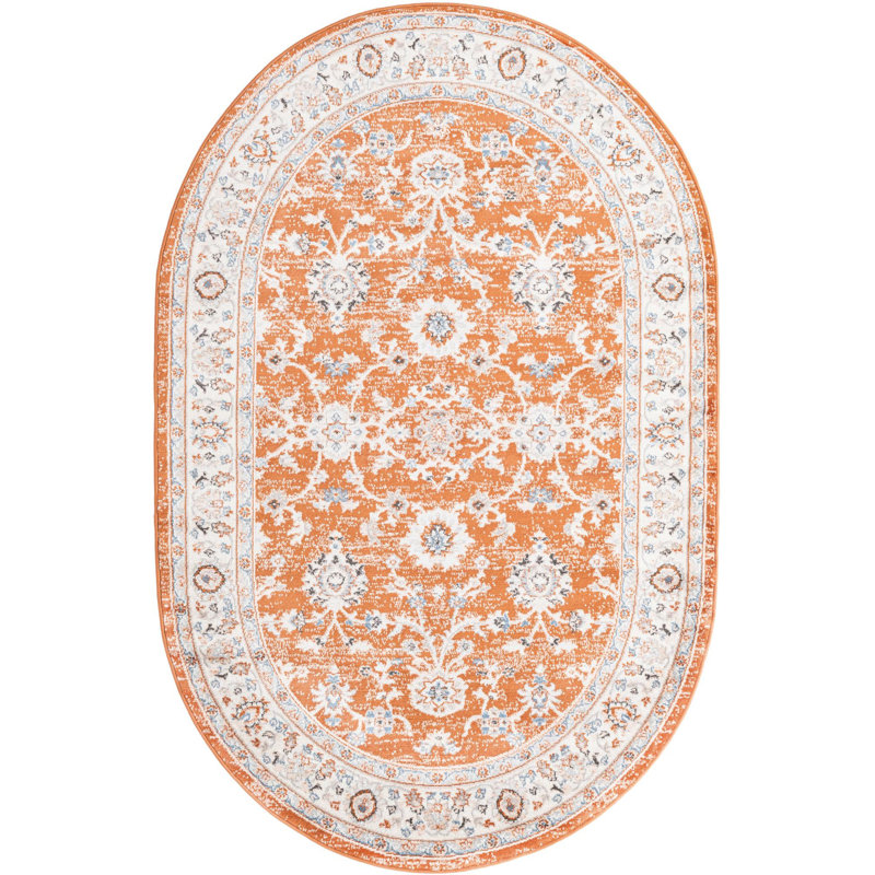Architha Abstract Indoor Rug, Oval 5'3" x 8'