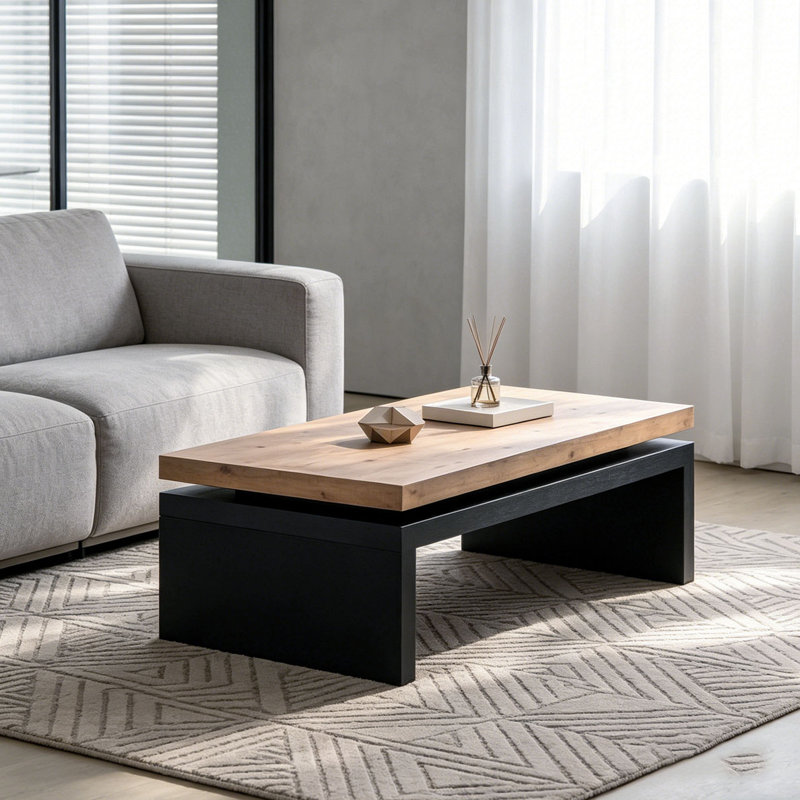 Table basse moderne, Noir + Naturel
