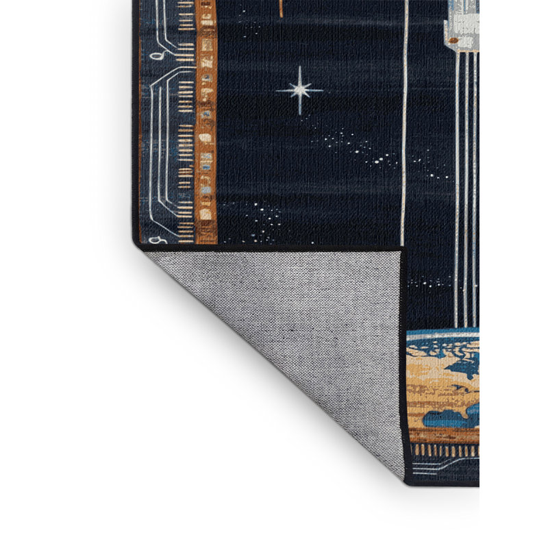 Tapis gris lavable à la machine, Rond 4 pi
