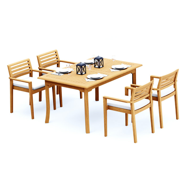 Teak Wood Patio Dining Set with, 4