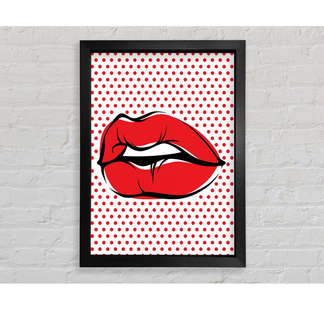 Red Lips On Pokerdots Gerahmter Druck Wandkunst