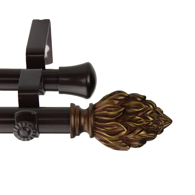 Tringle à rideaux double Leatherhead, 120 à 170 po, Cacao