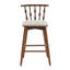 Tabouret de bar d'intérieur en bois Doria, finition noyer avec revêtement beige, ensemble de 2-420276758