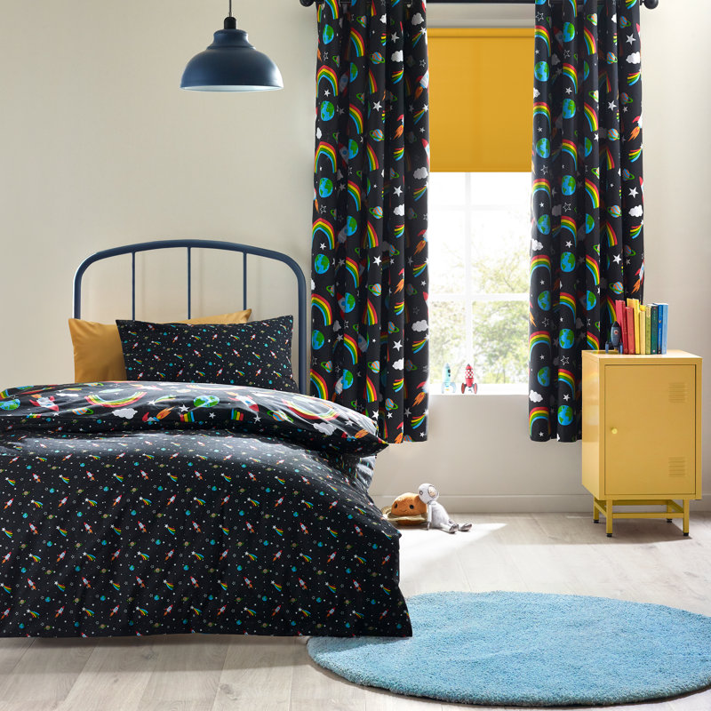Rainbow Rockets Reversible Duvet Cover Set, Single Duvet Cover + 1 Standard Pillowcase