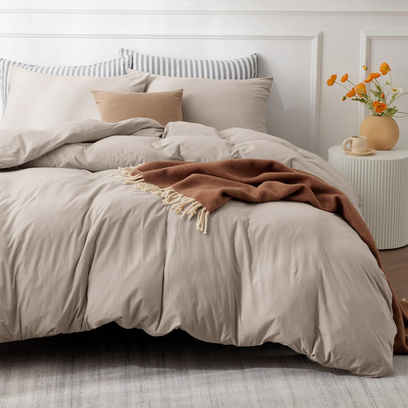 Bedsure 100% Jersey Knit Cotton Duvet Cover Bedding Set, King Duvet Cover + 2 Additional Pieces
