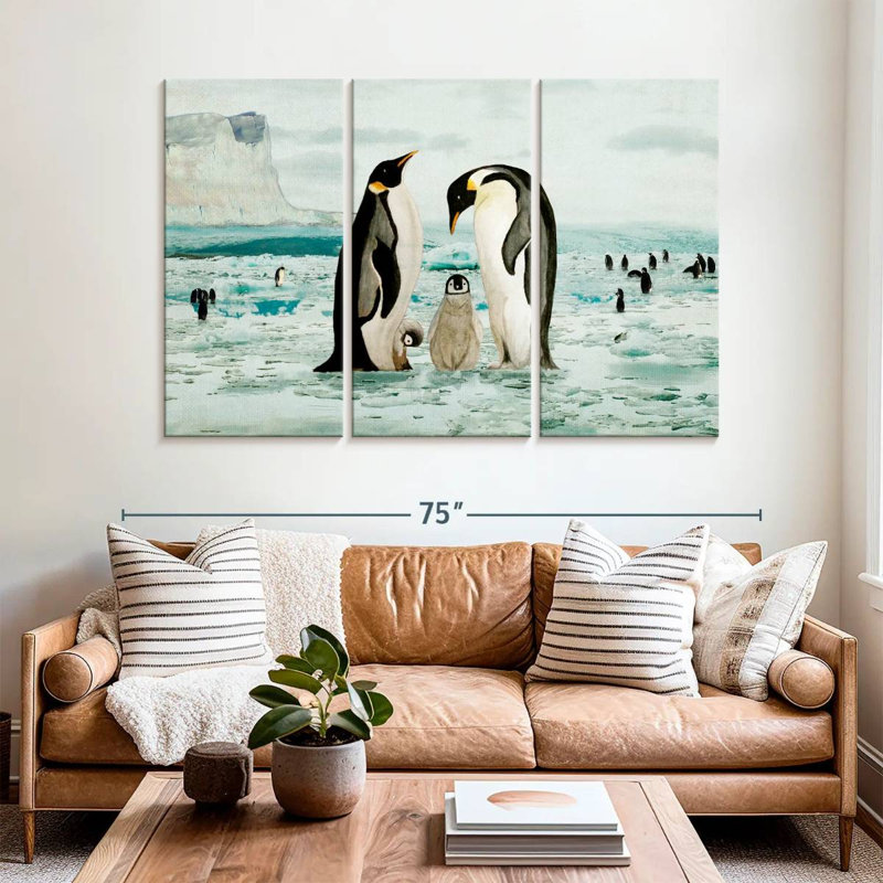 Brampt Emperor Penguin Family, 42" H x 65" W