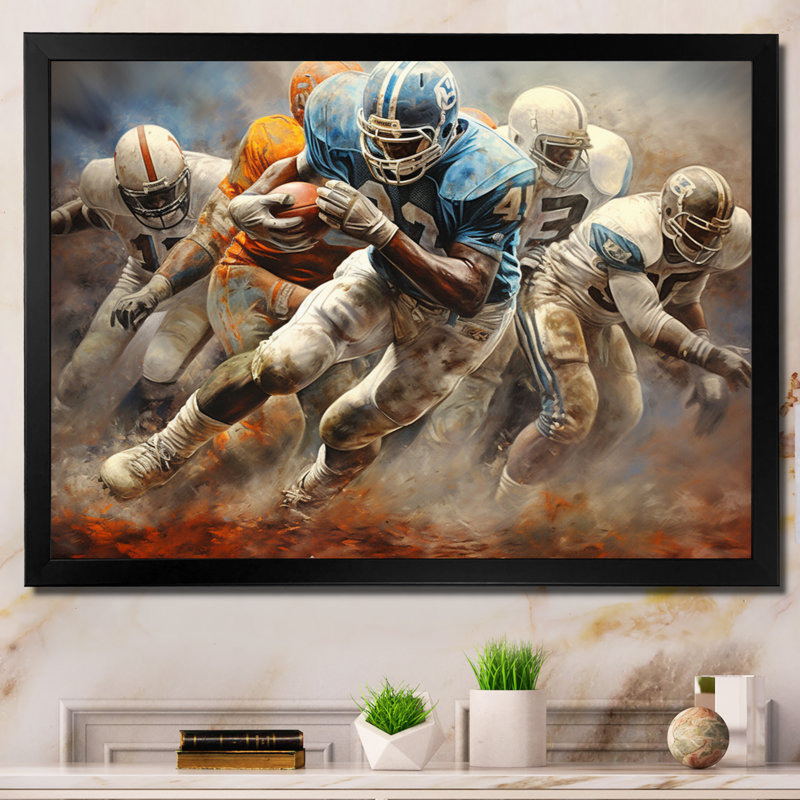 Football Interaction stratégique I - Impression, Cadre simple noir, H 34 po x l 44 po x P 1,5 po