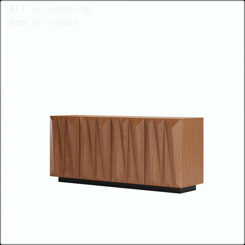 Mid-Century Sideboard with 3D Triangular Doors and Floating Base
