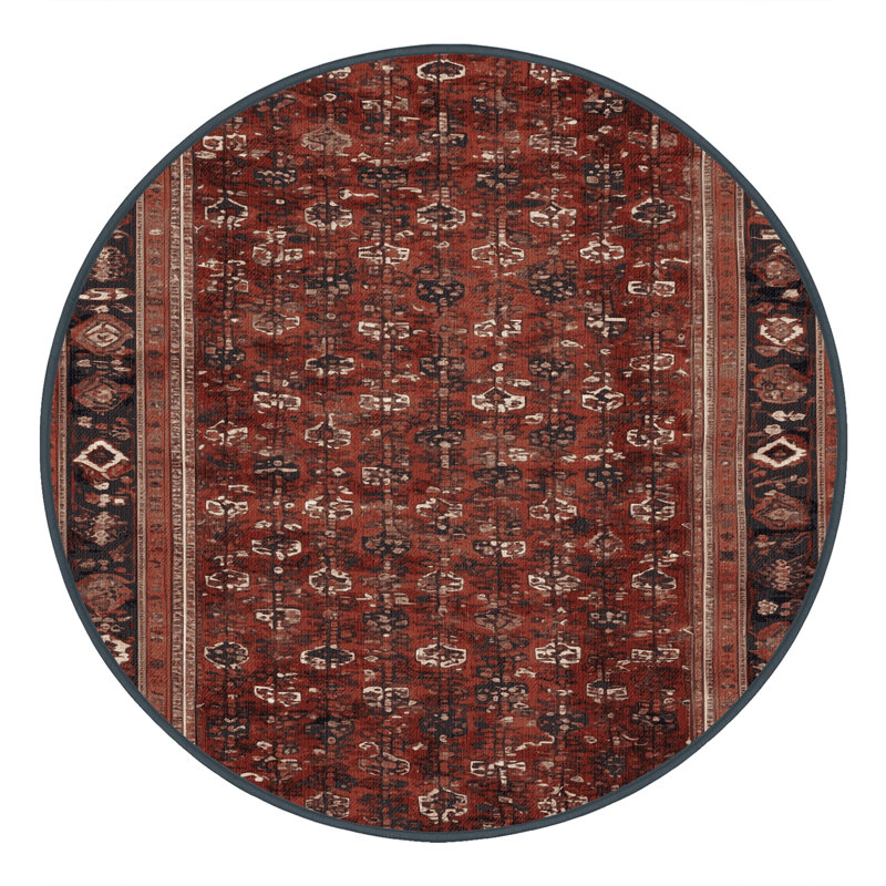 Tapis brun lavable à la machine, Rond 8 pi