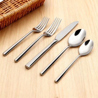 Ensemble de couverts 20 pièces en acier inoxydable Diameter, service pour 4, 18/10 argenterie allant au lave-vaisselle avec design minimaliste moderne
