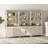 Scarlett Sideboard Cabinet With Bar Hutch, Farmhouse Sideboard Credenza With 6 Ample Drawer For Dining Room,  Large Storage Cabinet With Wood Doors And 5 Tier Shelve, Rustic White-1349094623