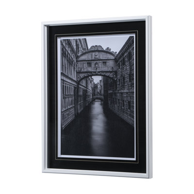 B&W Bridge of Sighs by Danny Head a Hand Embelished Textured Framed Art Print Matted under Glass