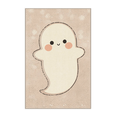 Soft Plush Fehrenbach Halloween Modern & Contemporary Abstract Area Rug in Beige – Beige Binding