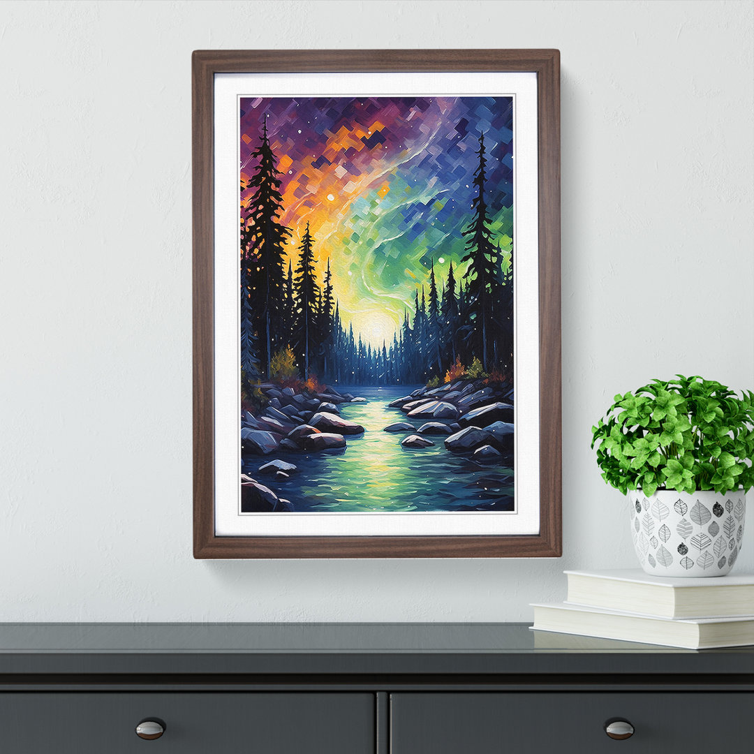 Northern Lights Impressionism - Single Picture Frame Art Prints on Wood