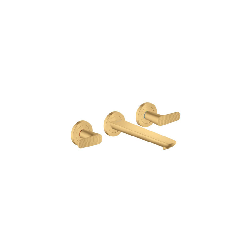 AXOR Citterio C Wall-Mounted Widespread Faucet- Cubic Cut, 1.2 GPM, Brushed Gold