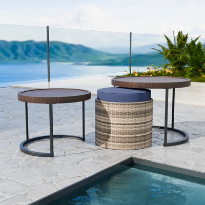 Round Nesting Coffee Table with Ottoman