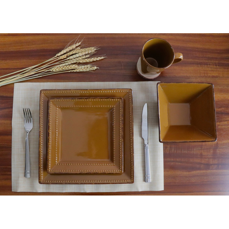 Service de table 16 pièces en grès perlé Lorren Home Trends, Moka