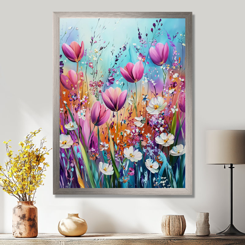 Curata - impression sur toile florale, Argent argent, H 40 po x l 30 po, Reproduction encadrée d'une seule photo
