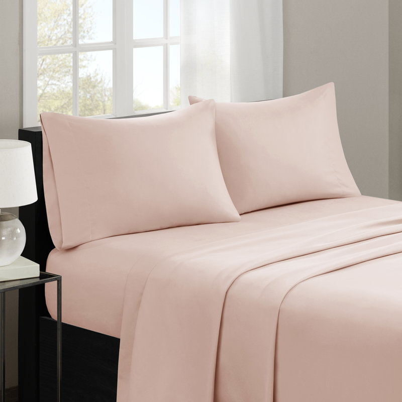 3M Microcell Blush Luxurious Brushed Lightweight Deep Pocket King Sheet Set, King, Blush