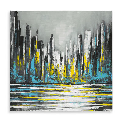 Abstract blue skyline tablecloth | Cities Building decor