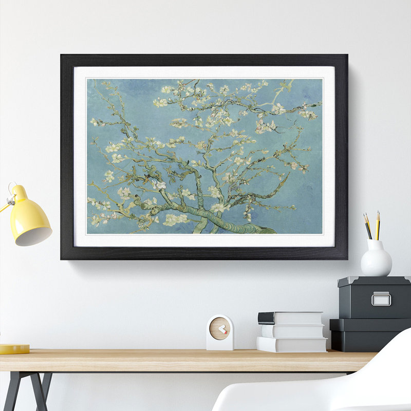 Almond Blossom Branches Vol.1 by Vincent Van Gogh - Picture Frame Graphic Art, 27cm H x 36cm W x 2cm D, Black Framed