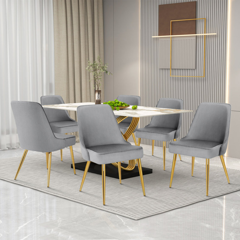 Chaise de salle à manger en velours Melynnie, Gris