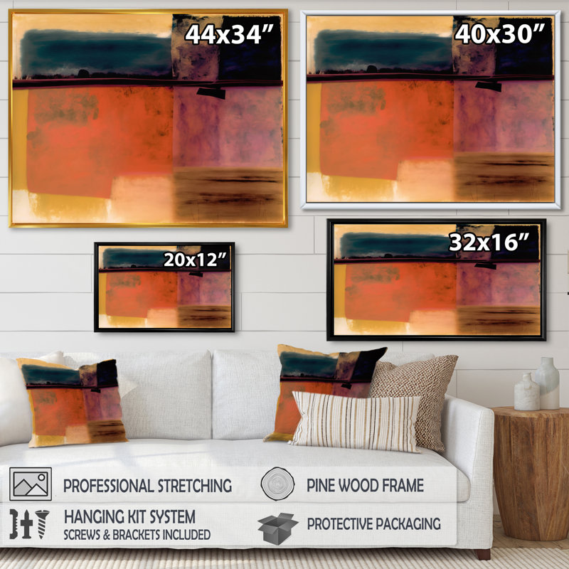 «Blue Sky Above Redend Point II», art mural abstrait sur toile, H 12 po x l 20 po x P 1 po, Cadre flottant doré