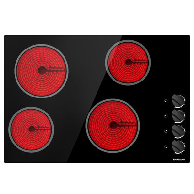 30 in. 4 Elements Electric Cooktop, Built-in Ceramic Glass Stove Top, Knob Control
