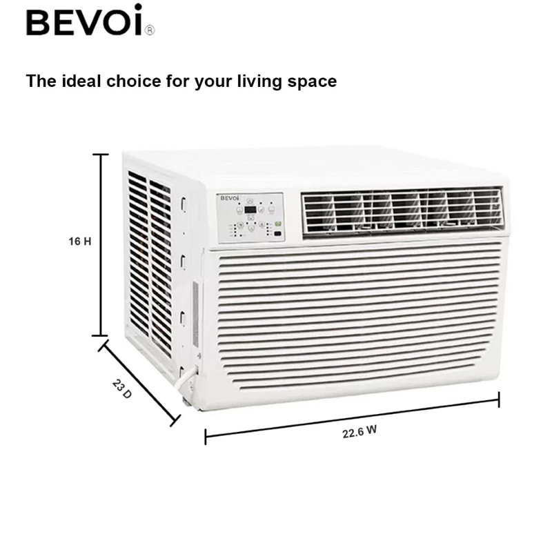 Climatiseur de fenêtre Bevoi 8 000 BTU avec chaleur supplémentaire en blanc