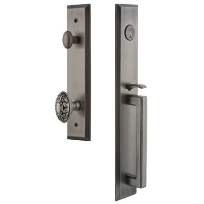 Fifth Avenue One-Piece Handleset with Single Cylinder Deadbolt and D Grip with Grande Victorian Knob