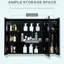Armoire à miroir de salle de bain murale l 35,5 "x H 25,5", 3 armoires, éclairage à DEL, alimenté, noir avec H 25,5 "alimenté,