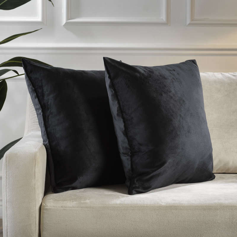 Matte Velvet Pillow Cover, 20" x 20", 70 Black