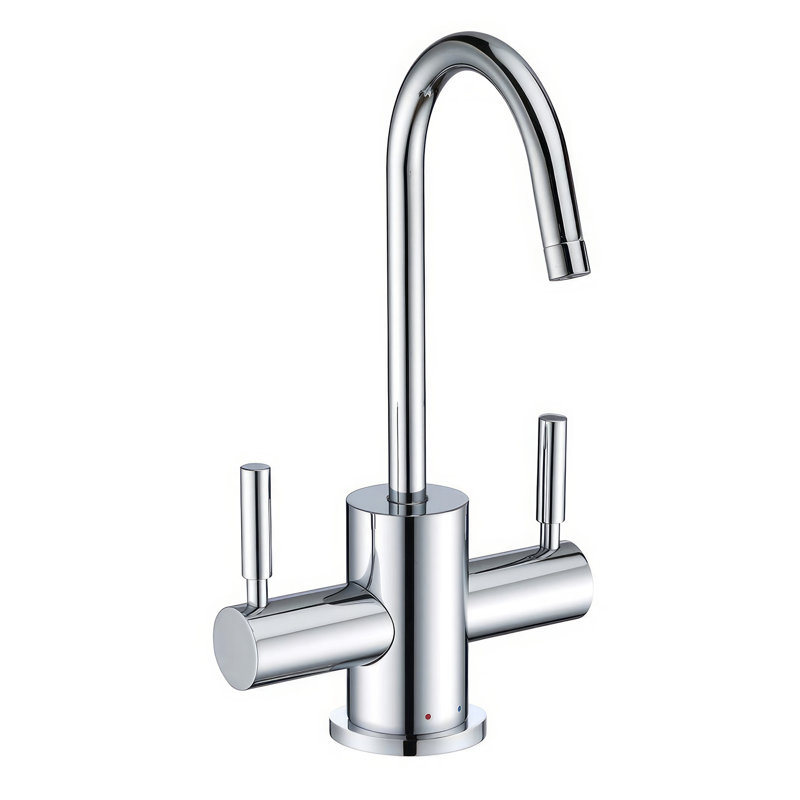 Whitehaus Point of Use Instant Hot/Cold Water Drinking Faucet with Gooseneck Swivel Spout, Polished Chrome