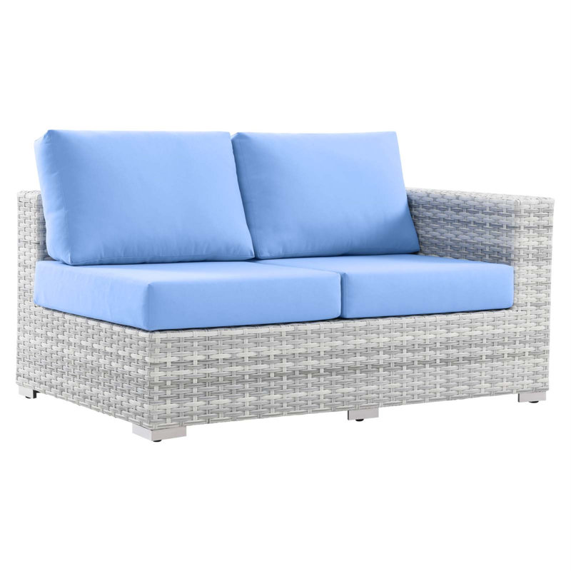 Convene Outdoor Patio Left-Arm Loveseat, Right Hand Facing, Light Blue
