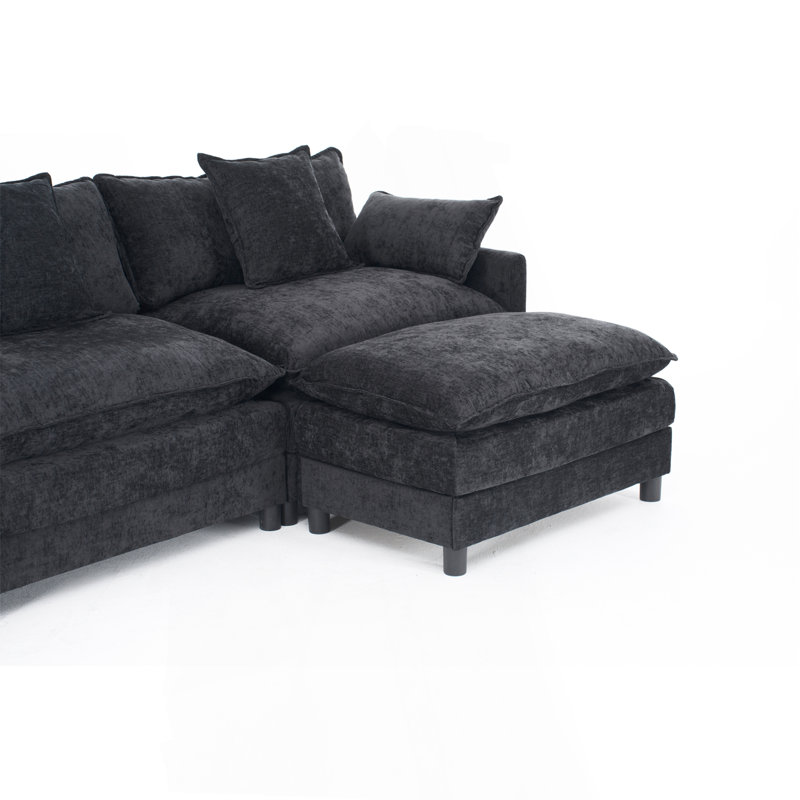 Canapé modulaire en L 108 po avec canapé-lit modulaire en L 108 po avec repose-pieds en chenille et siège profond avec coussin pour le salon, la chambre à coucher et un appartement