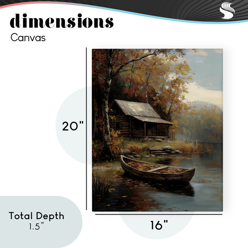 «Autumn Cabin Canoe», par Arlington Prints, H 20 po x l 16 po