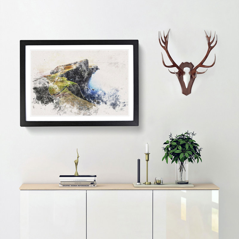 Lighthouse in the Isle of Skye - Picture Frame Painting Print, 36cm H x 48cm W x 2cm D, Black Framed