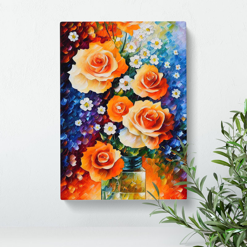 Vase Of Pretty Flowers No.5 - Print, Wrapped Canvas, 50cm H x 35cm W x 3cm D, No Matte