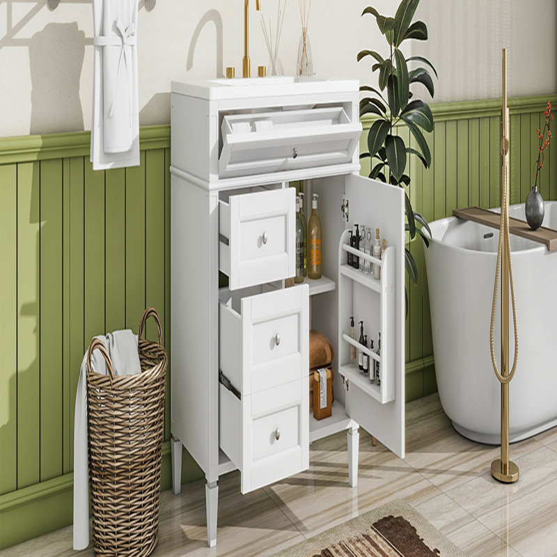Meuble-lavabo 36 po avec lavabo supérieur, meuble-lavabo moderne avec 2 tiroirs et tiroir escamotable, meuble-lavabo simple