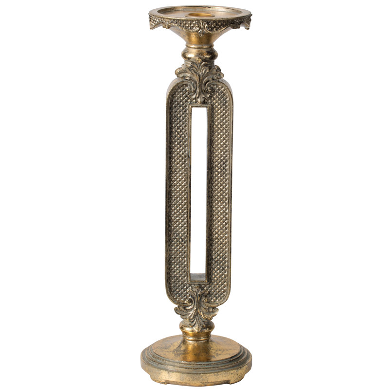 Porte-bougie rétro classique-doré antique Bettis, H 14 po x l 4 po x P 4 po