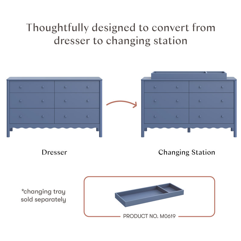 Swell 6-Drawer Assembled Dresser, Blue
